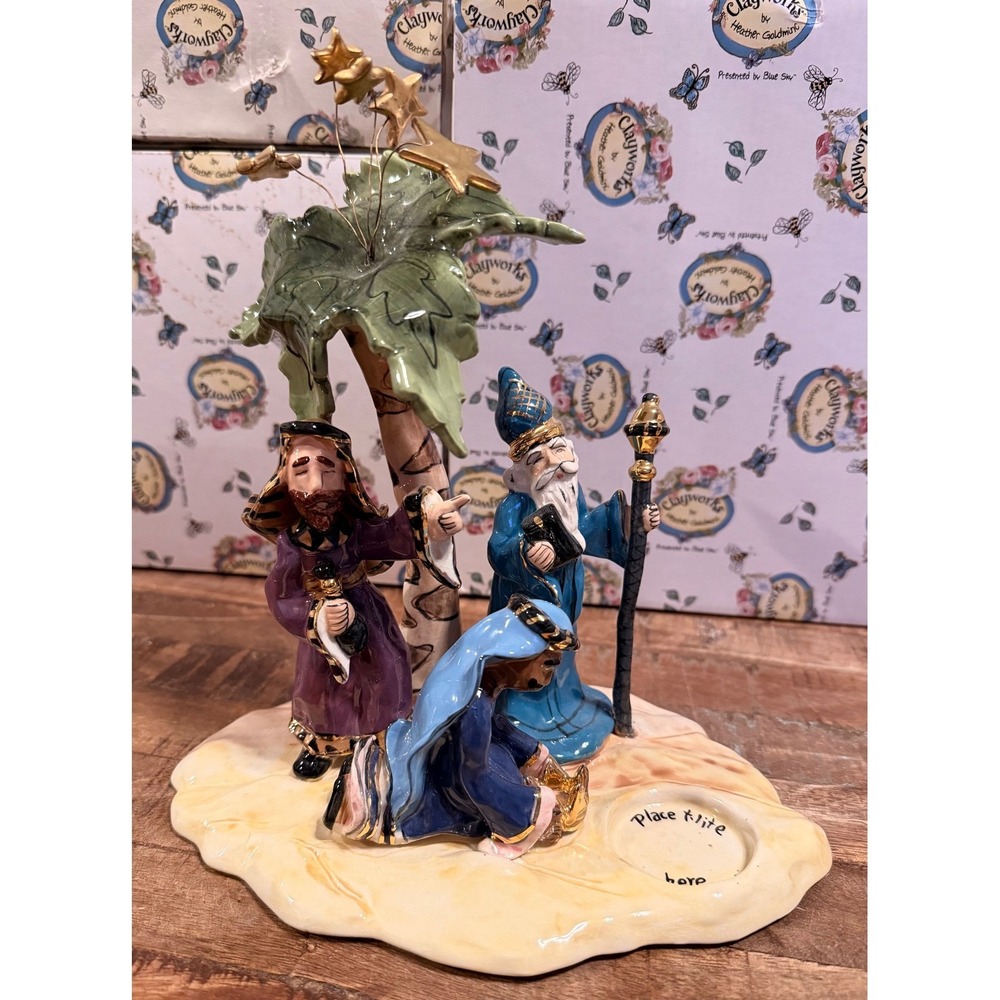 Blue Sky Clayworks Three Kings Tealight Holder 2004 Handcrafted